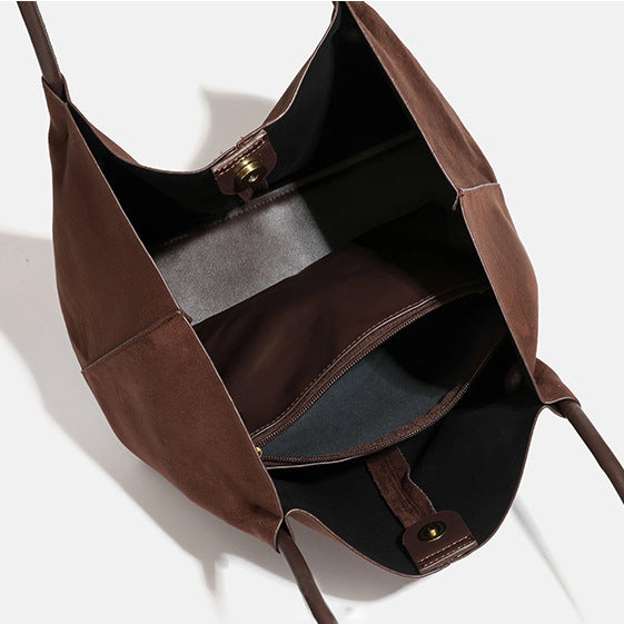 Retro suede fabric shoulder bag