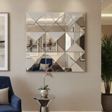 Frameless square wall mirror full view