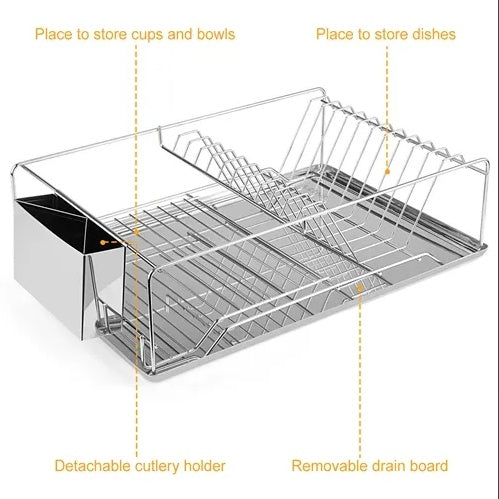 Stainless Steel Dish Drying Rack with Drainboard