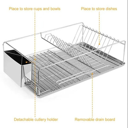 Stainless Steel Dish Drying Rack with Drainboard