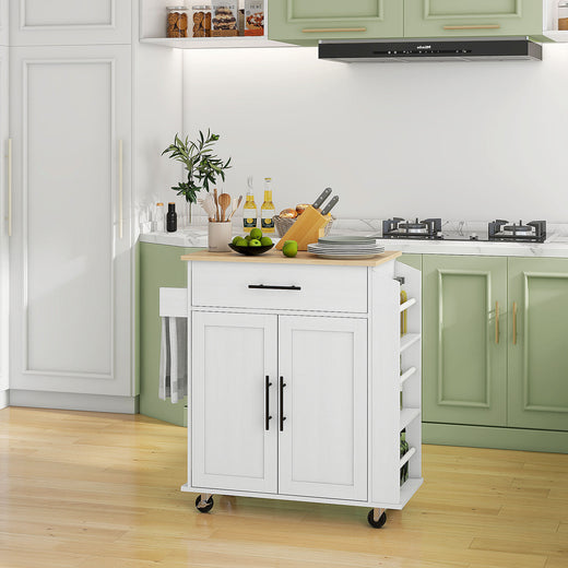 Kitchen island on wheels built in outlets detail
