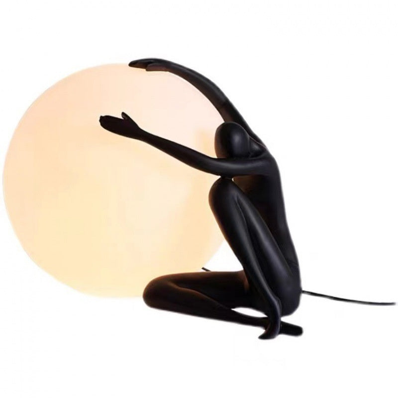Nordic Resin Humanoid Sculpture Table Lamp Creative Portrait Decorative Night Light for Bedroom Living Room