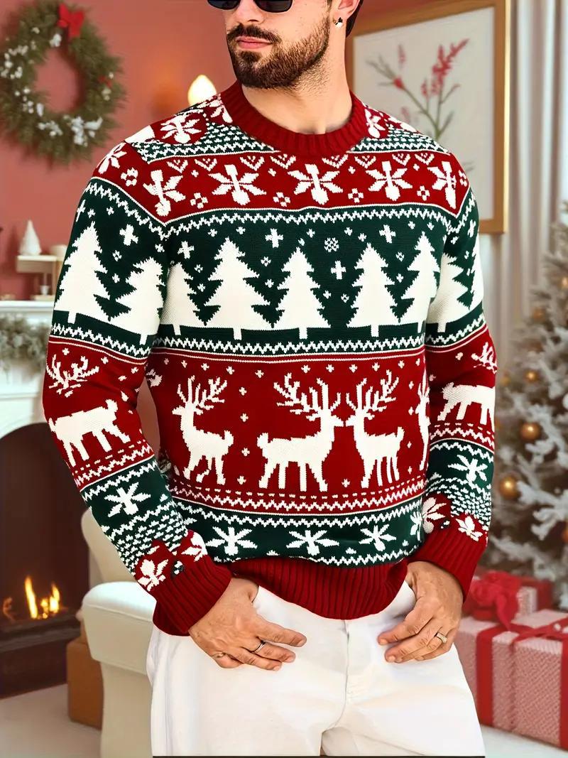 Christmas casual men's crew-neck long-sleeved hoodie