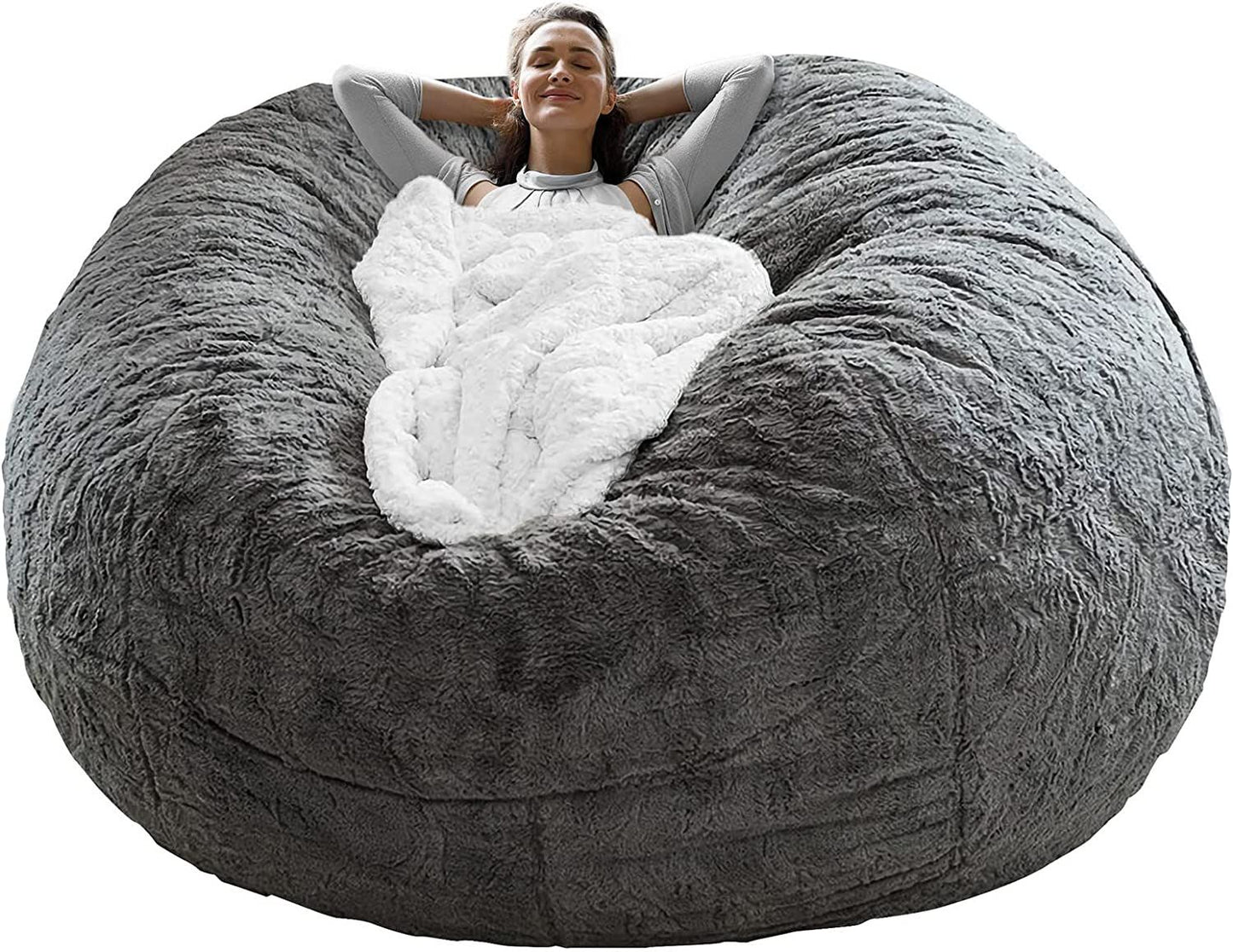 5ft Dark Grey Bean Bag Chair Cover1
