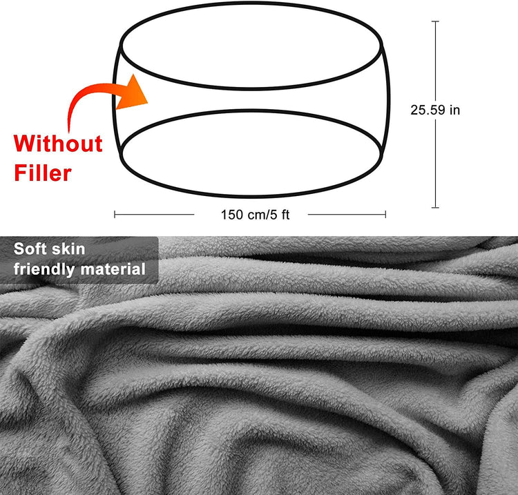 5ft Dark Grey Bean Bag Chair Cover2