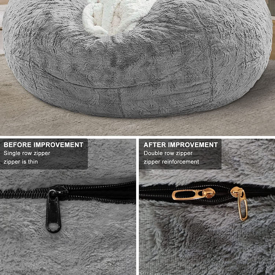 5ft Dark Grey Bean Bag Chair Cover3