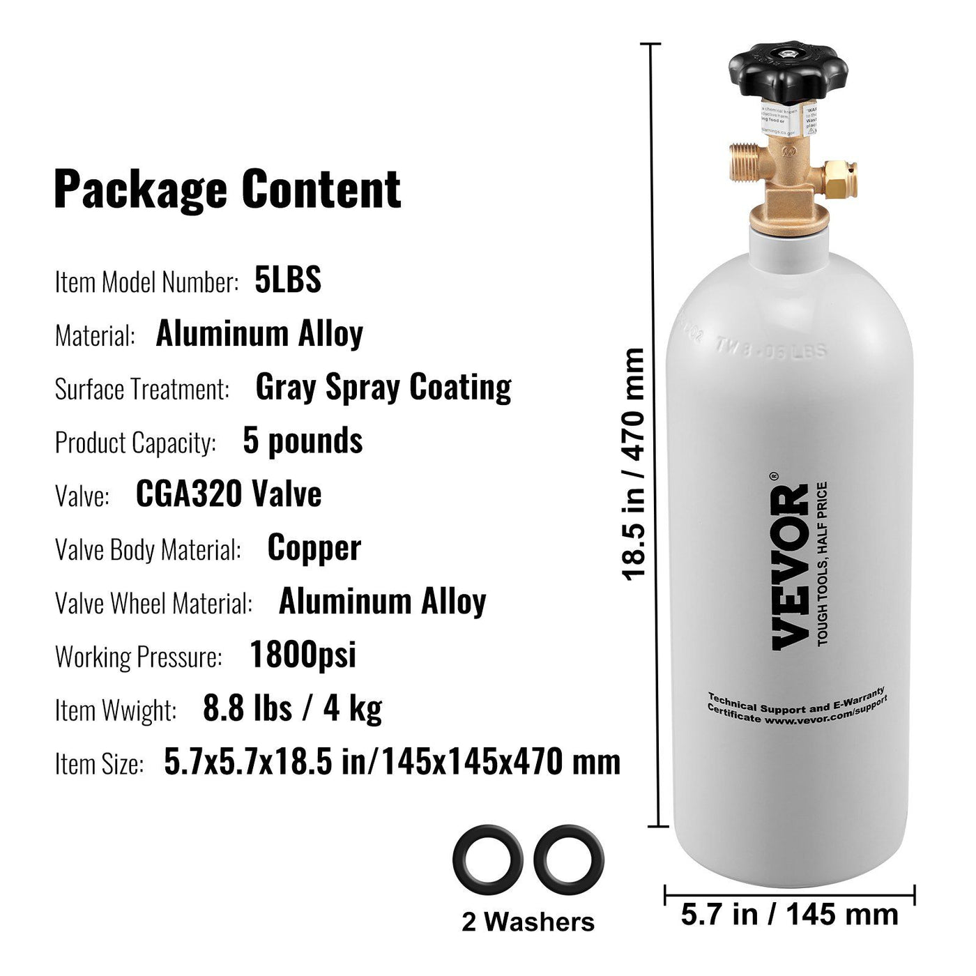 5lb Aluminum CO2 Gas Tank detail view 7