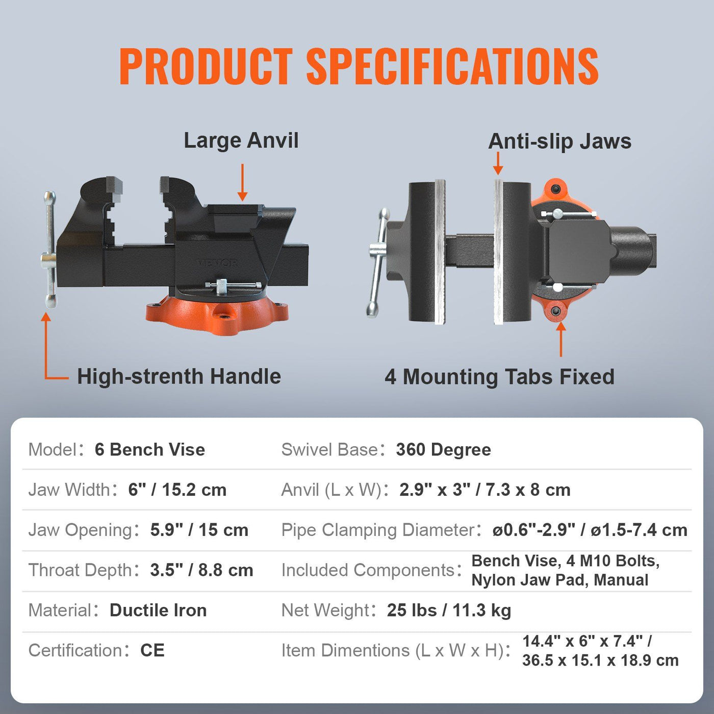 6-Inch Bench Vise with Anvil7