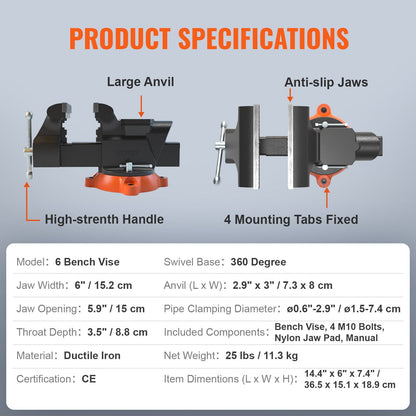 6-Inch Bench Vise with Anvil7