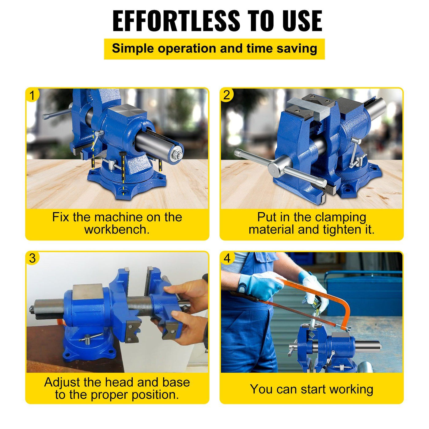 Arbasa 6-Inch Heavy Duty Bench Vise size reference view