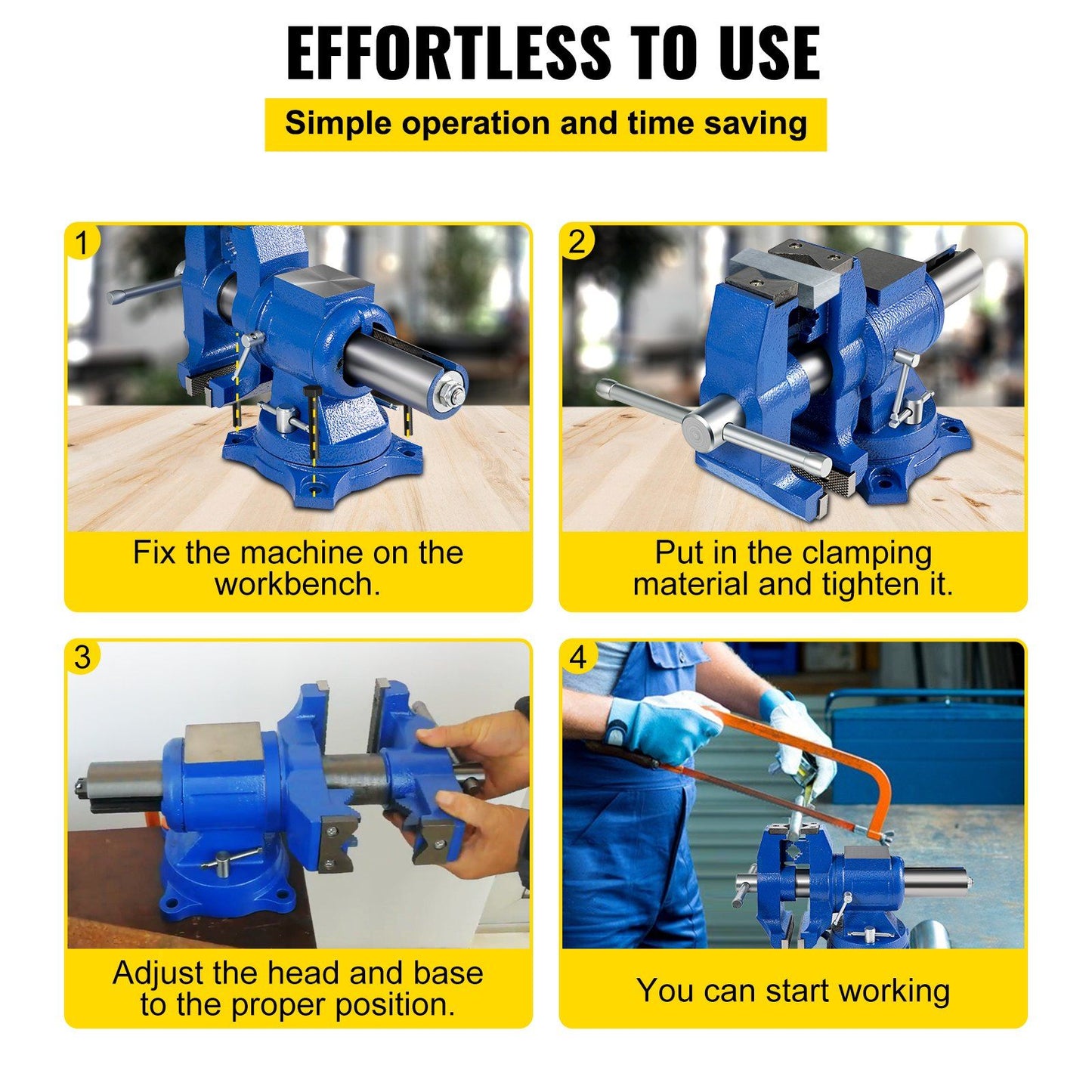 Arbasa 6-Inch Heavy Duty Bench Vise size reference view