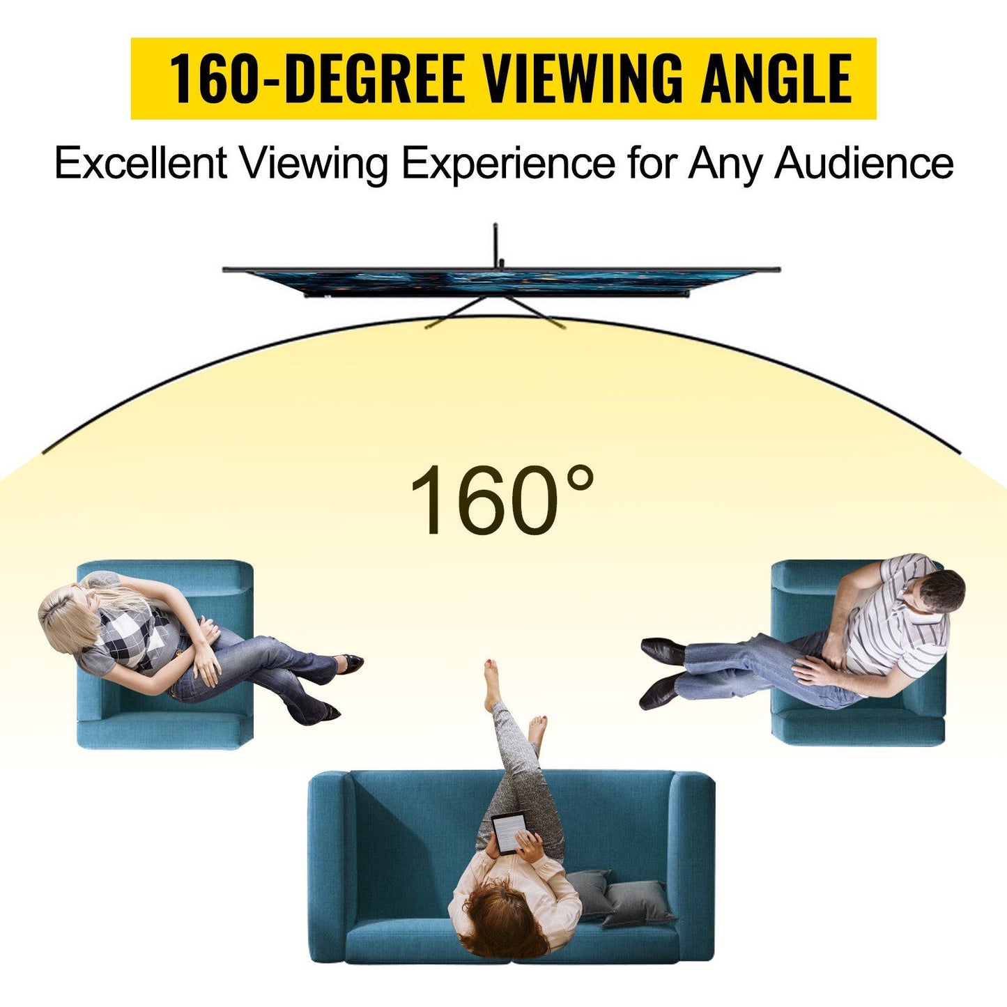 60-inch tripod projector screen side angle