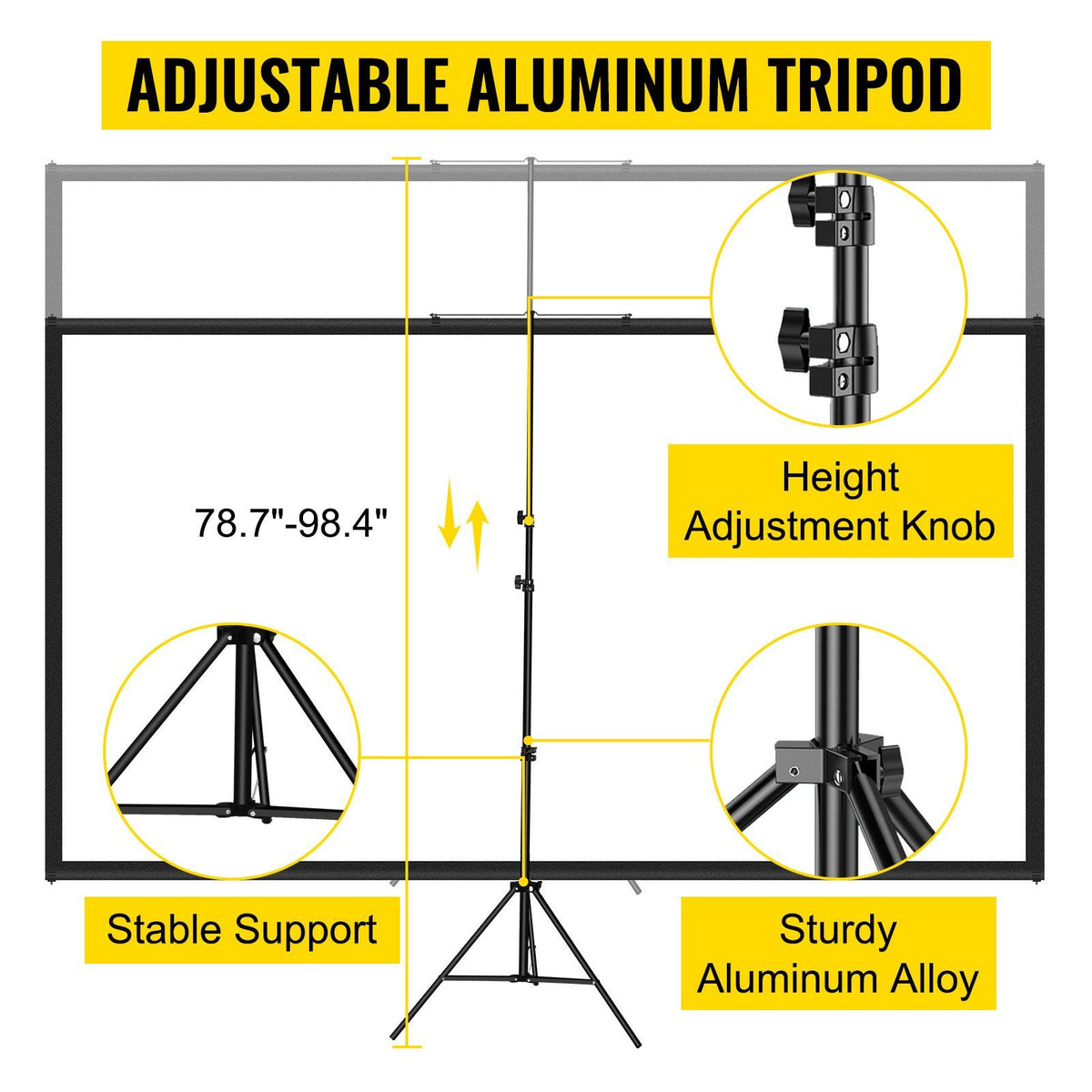 60-inch tripod projector screen in-use scene