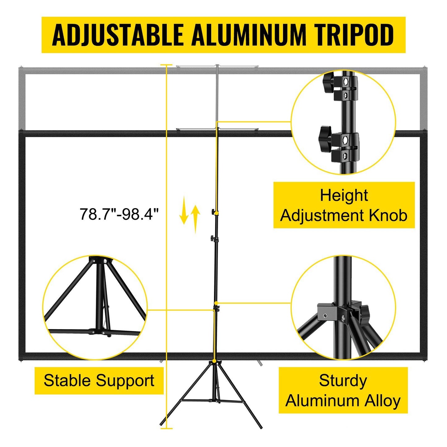 60-inch tripod projector screen in-use scene