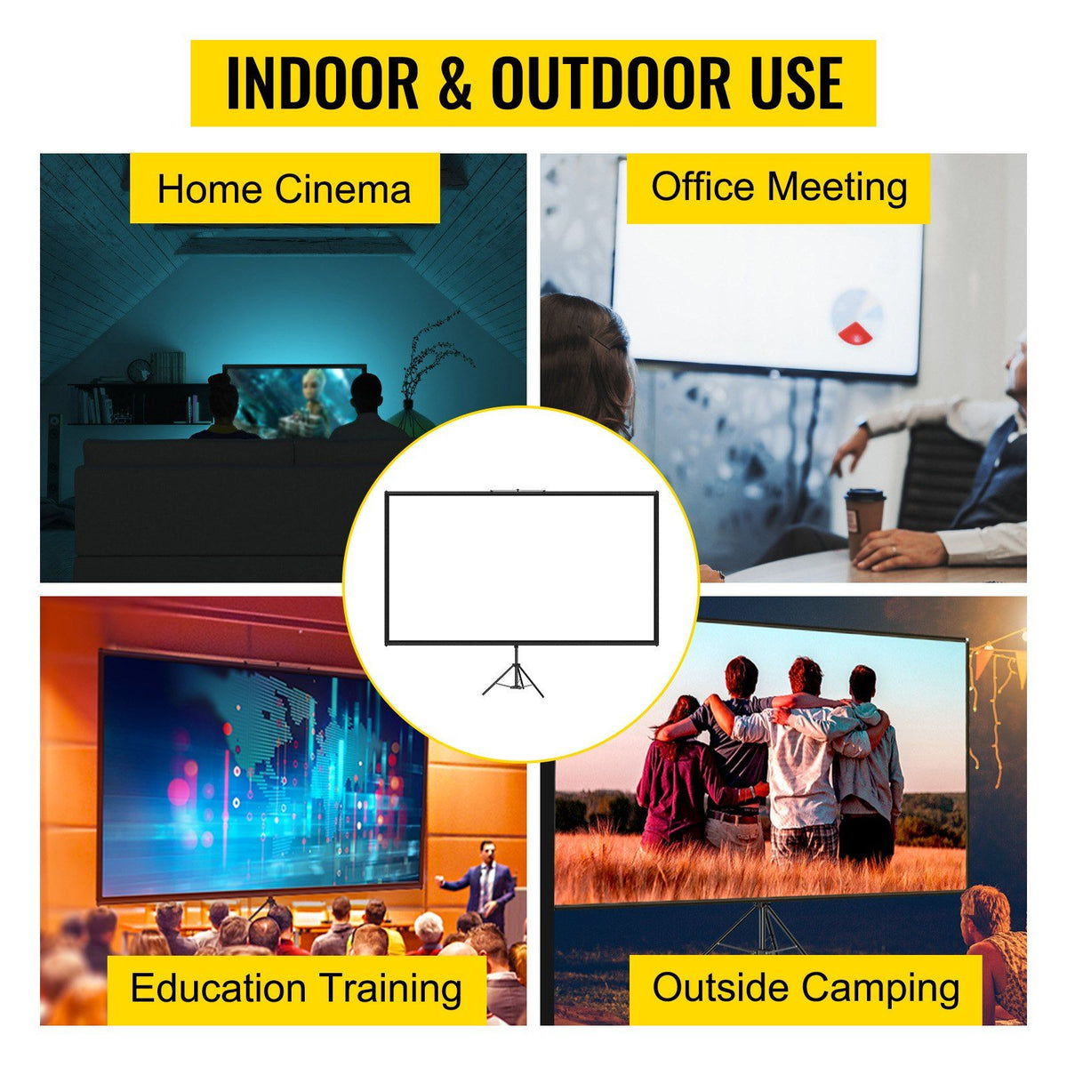 60-inch tripod projector screen feature shot