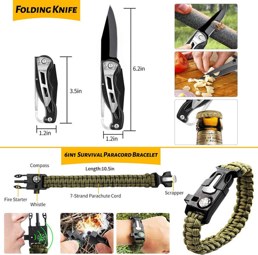 60-in-1 Emergency Survival Gear Kit close-up