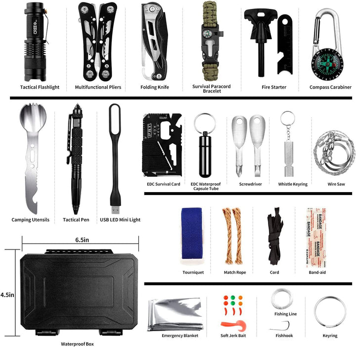 60-in-1 Emergency Survival Gear Kit angled view