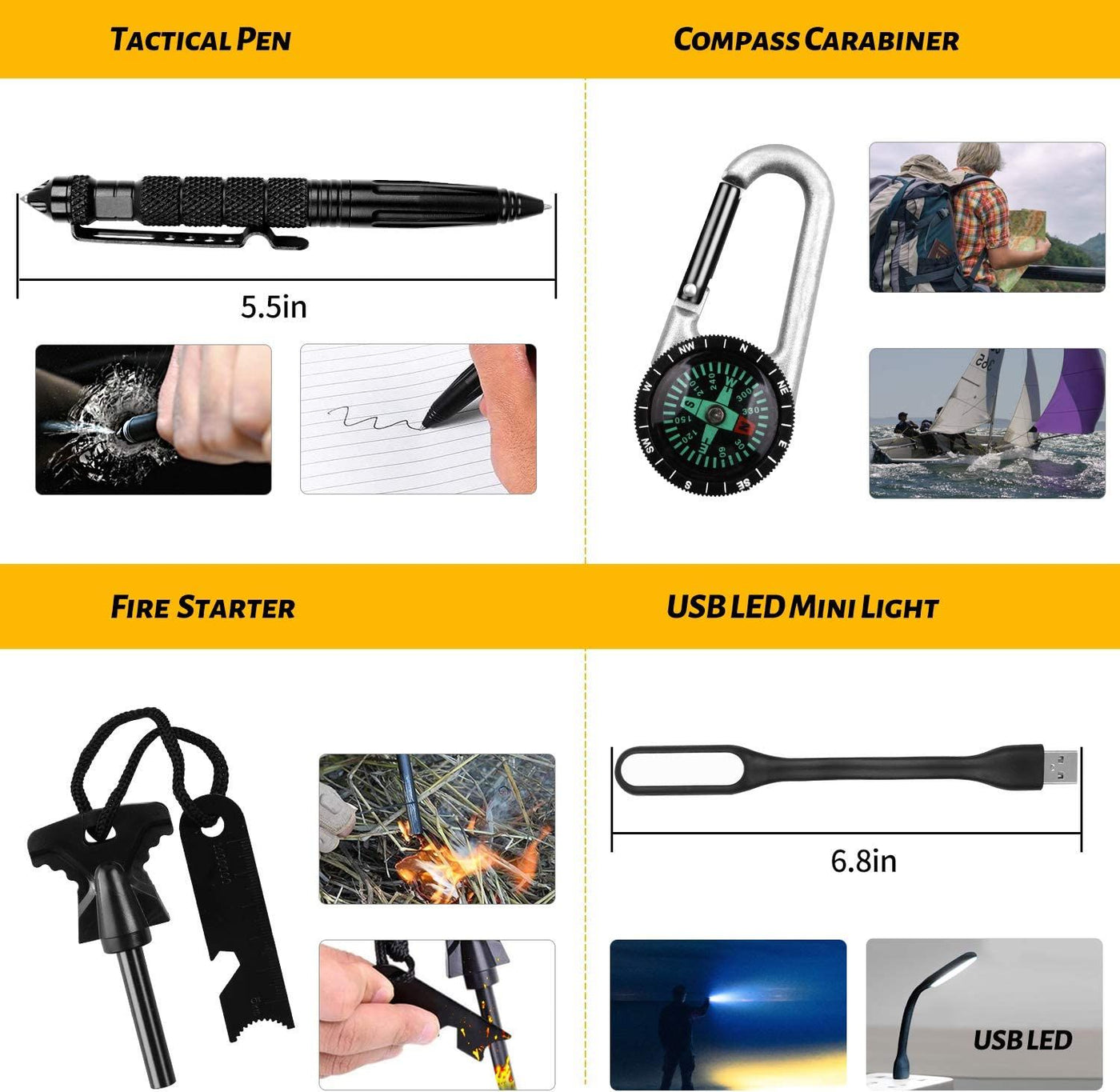 60-in-1 Emergency Survival Gear Kit side view