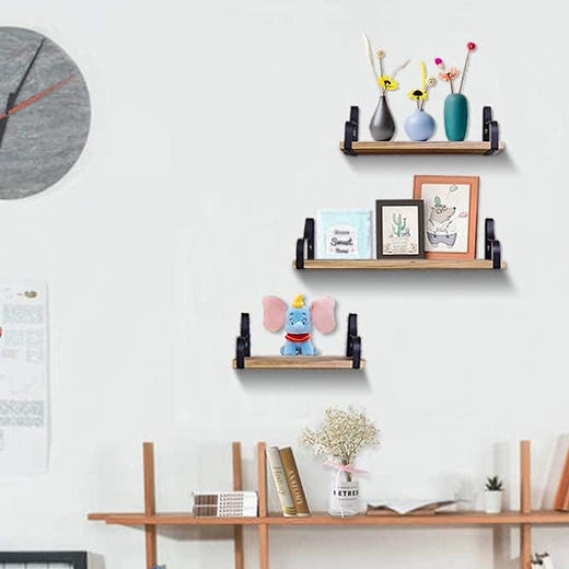 3 Piece Rustic Wood Floating Shelves