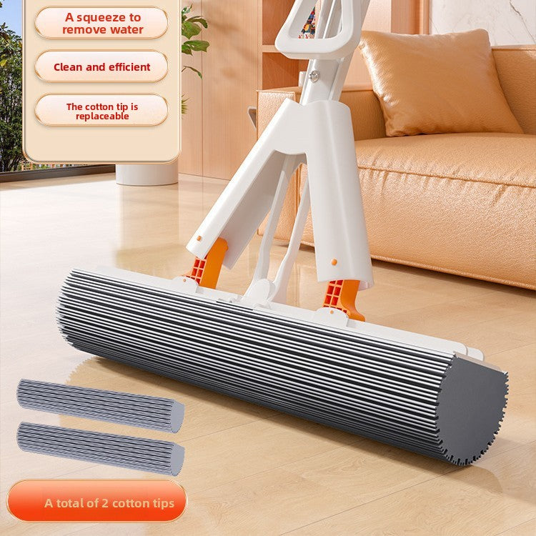 Double-fold rubber-coated mop for floor cleaning
