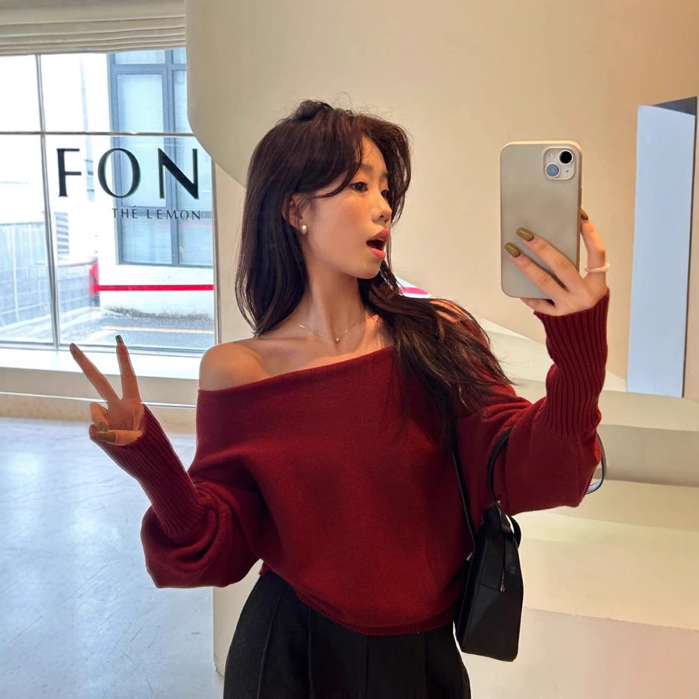 Off-Shoulder Knit Sweater for Women