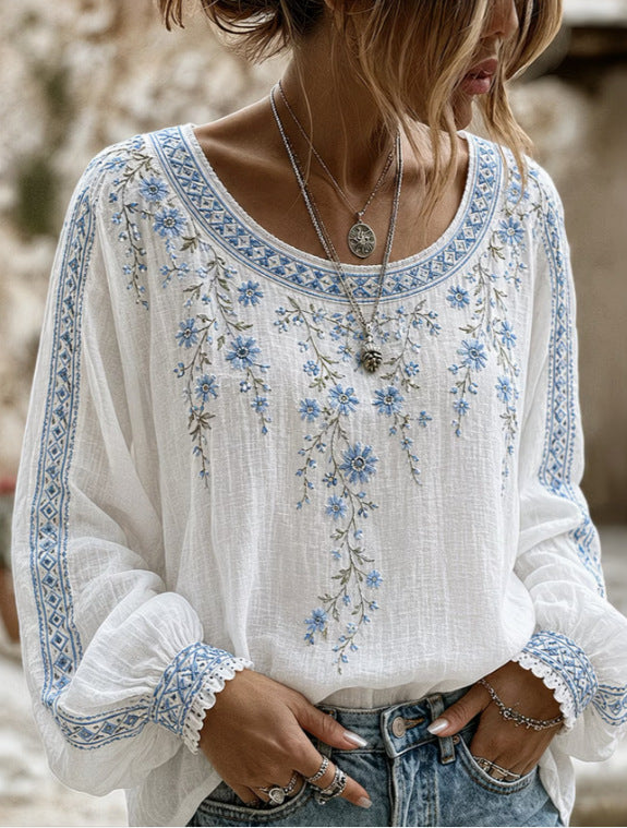 Women's round-neck long-sleeve top