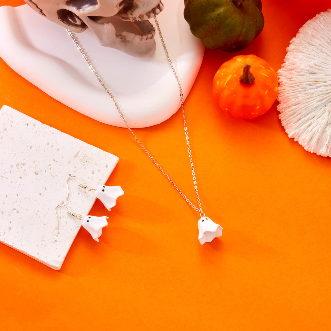 Halloween Ghost Necklace and Earring Set