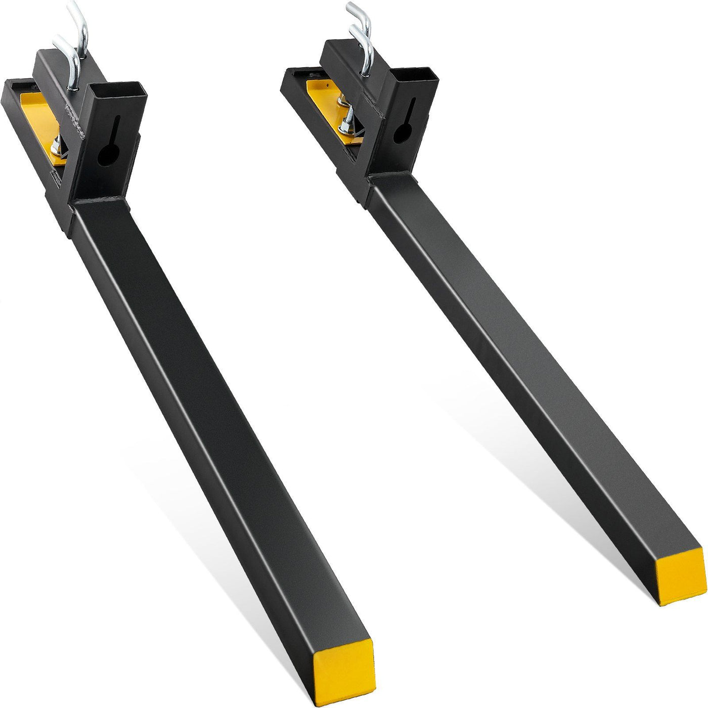 Clamp-on attachment detail on the pallet forks