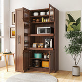 4-door kitchen pantry cabinet styled in a farmhouse kitchen