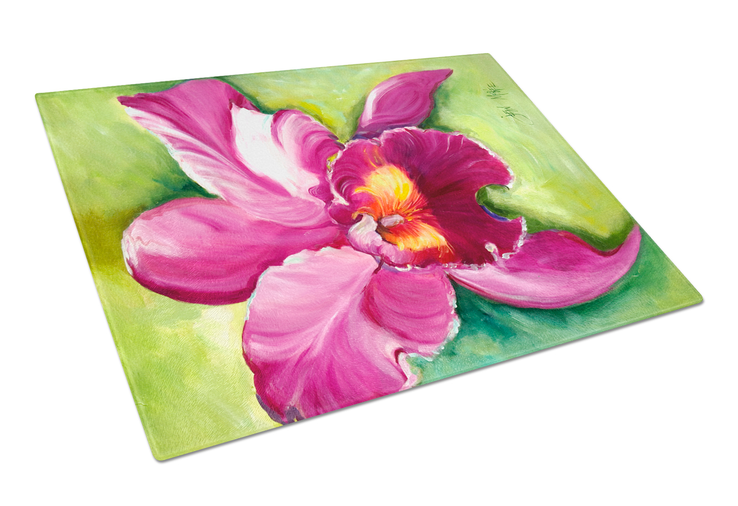 Flower Art Tempered Glass Cutting Board, Large 12 x 15