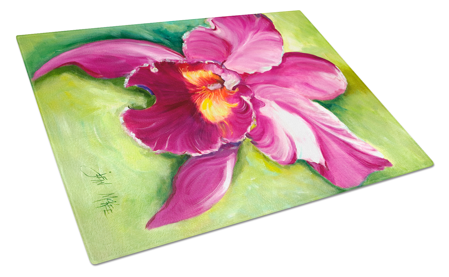 Flower Art Tempered Glass Cutting Board, Large 12 x 15