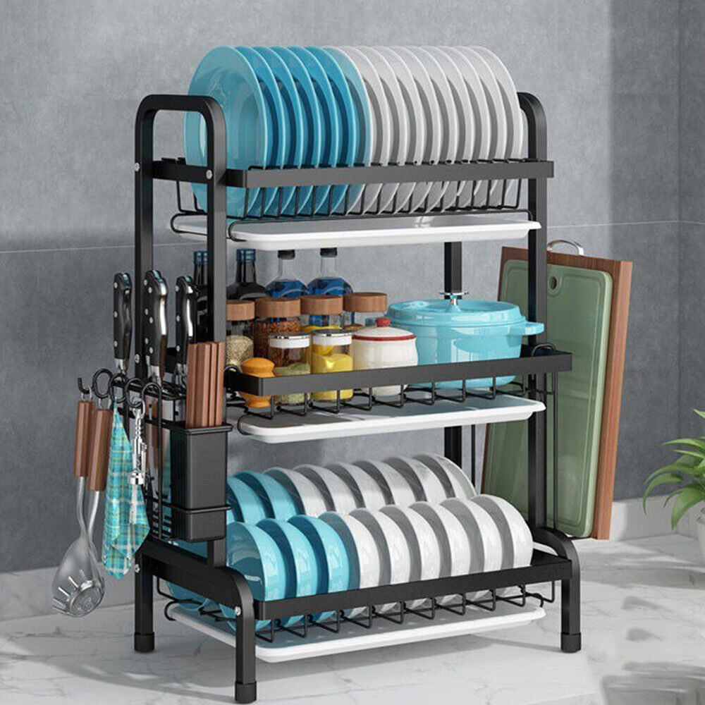 3 Tier Dish Drainer Rack with Drip Tray