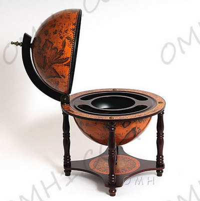 Nautical Globe with Hidden Bar and 4-Legged Stand, Red, 13-Inch