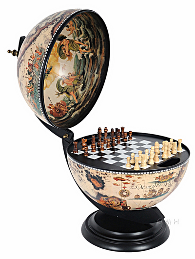 White Globe with Chess Holder, 13"