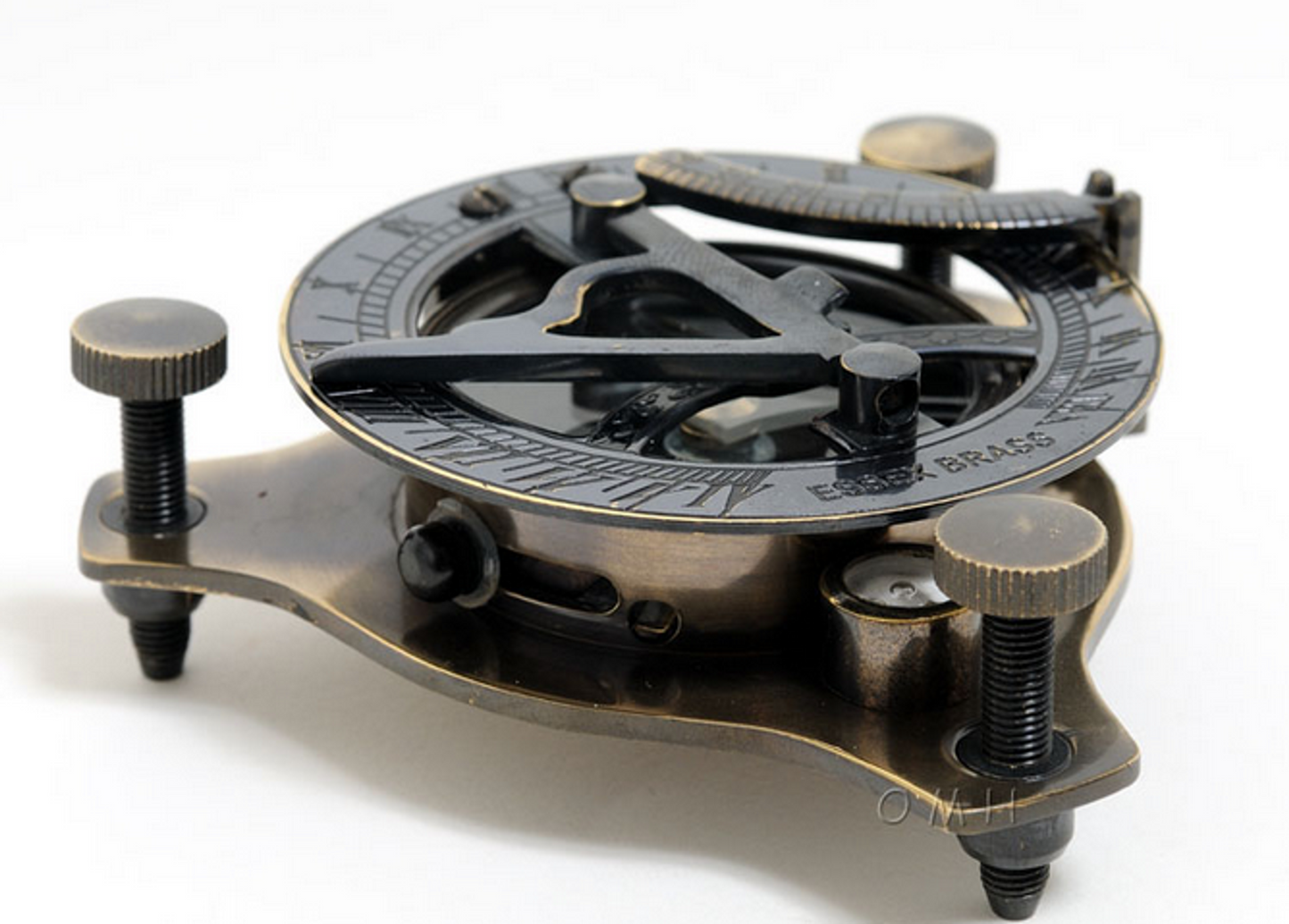 Brass Sundial Compass in Wooden Box (Small)