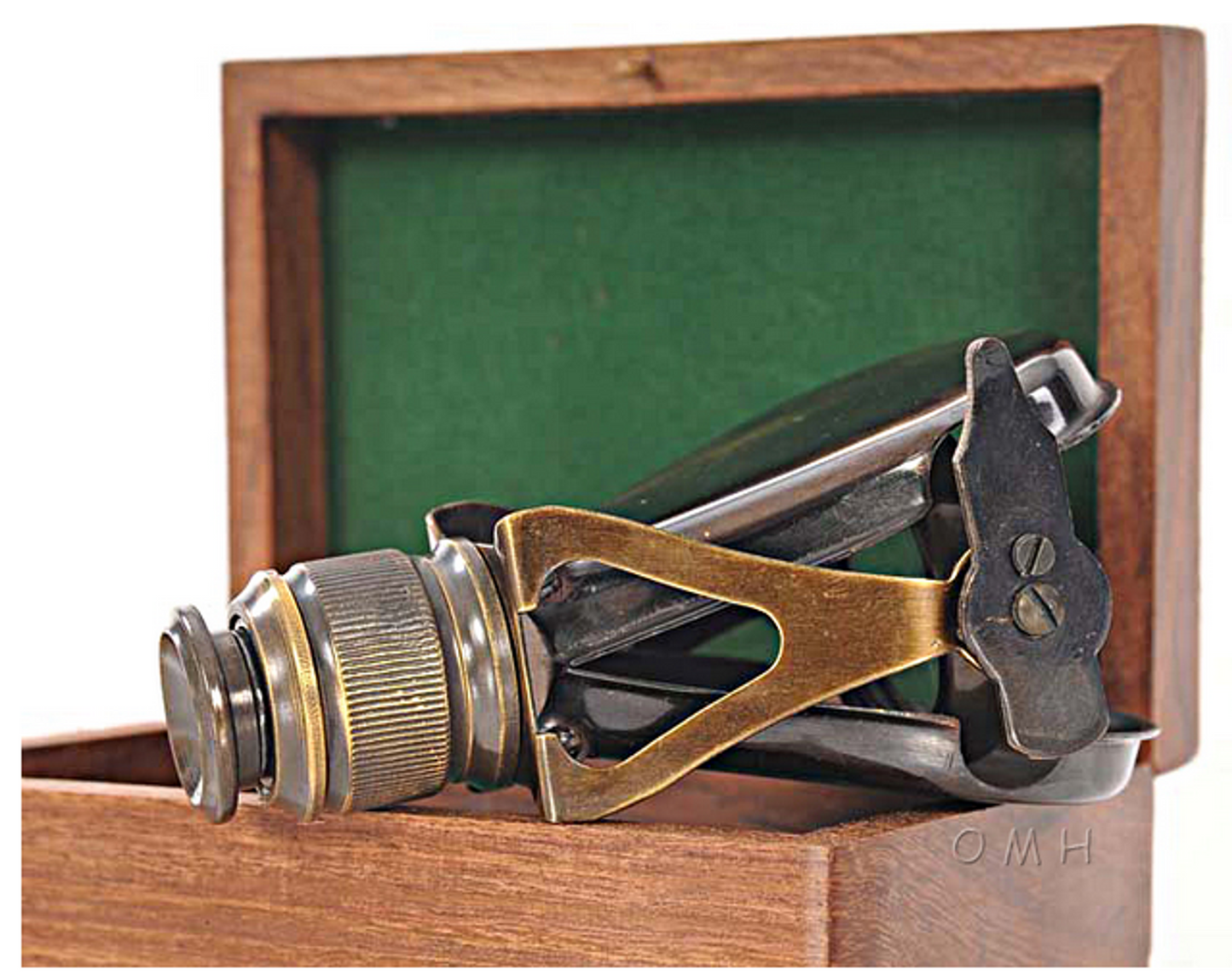 Collapsible Brass Monocular Telescope with Wooden Box