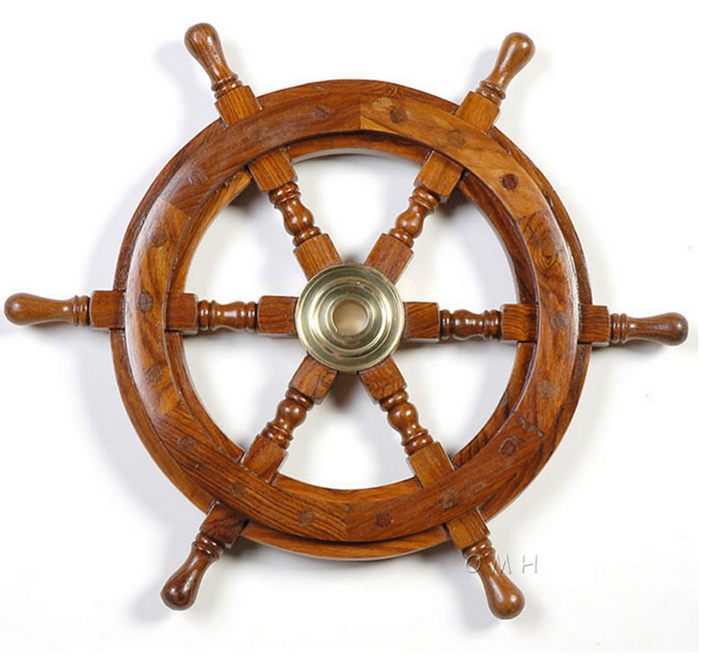 Rosewood Ship Wheel with Brass Hub, 36 inches