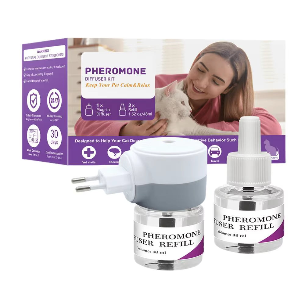Long-Lasting Cat Pheromone Diffuser Pheromone Diffuser to Calm Pets Quiet Comfort Supplies Stress Plug for Travel Kitten