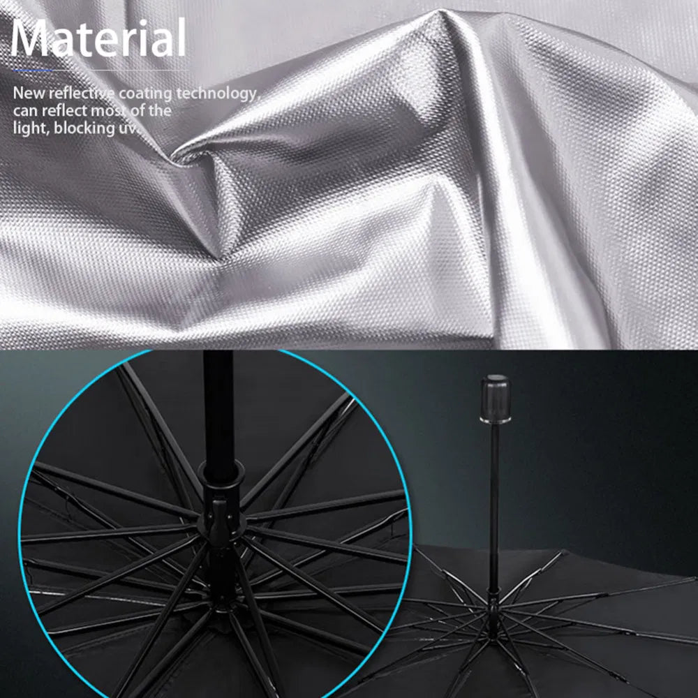 Reflective sunshade fabric and ribs