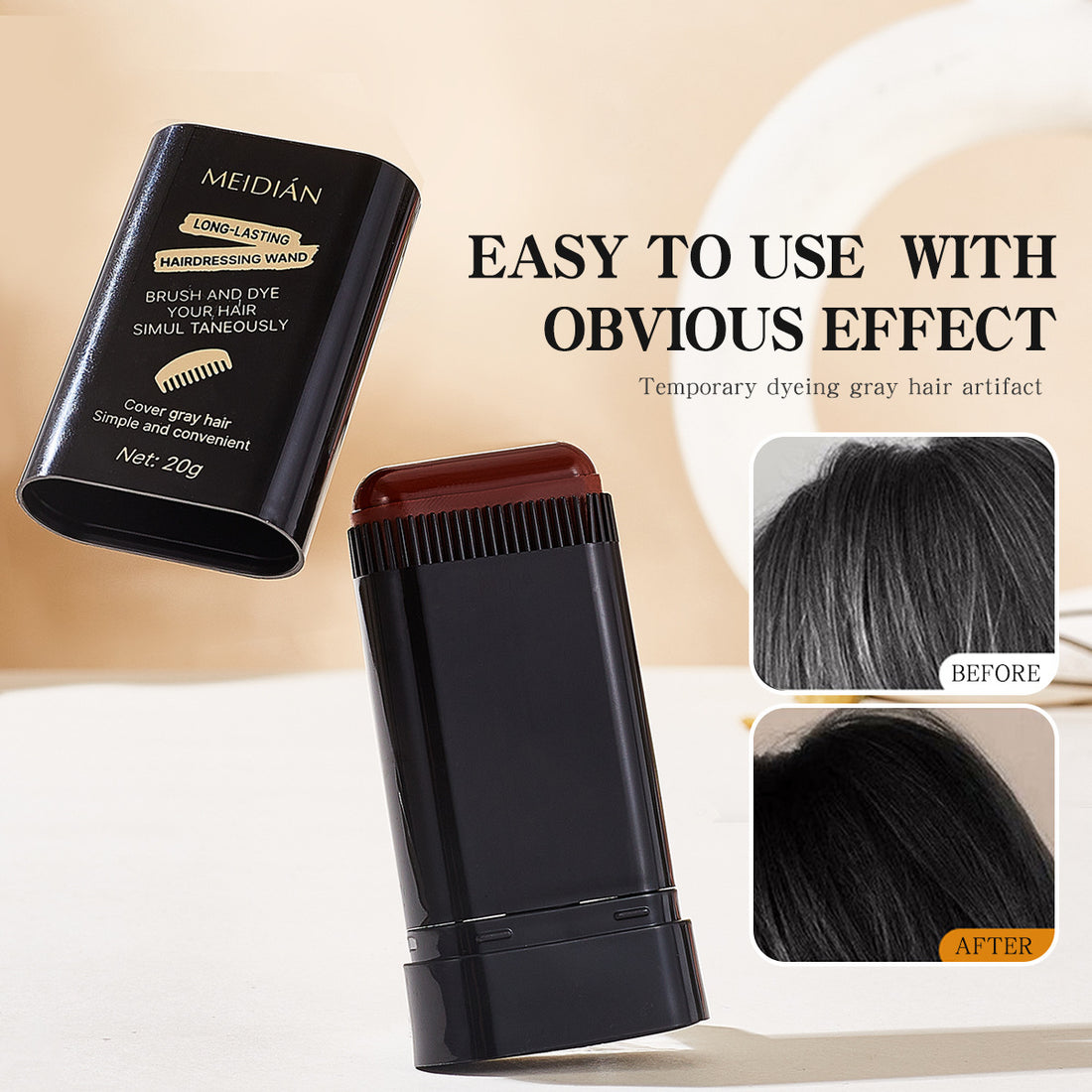 Natural Gray Hair Coverage Quick Color Touch-Up Stick Water-Resistant Hair Dye Pen