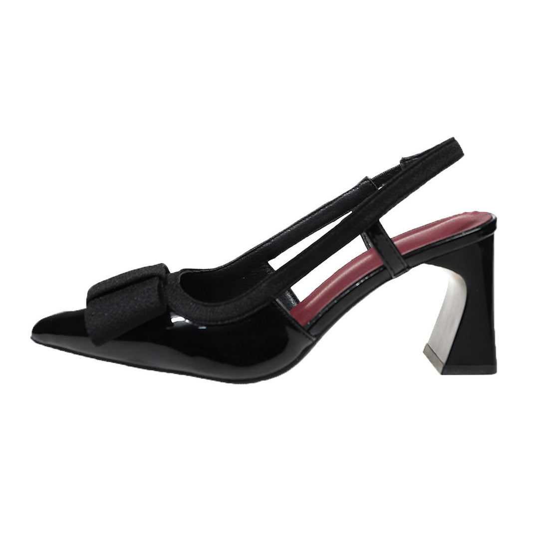 Women's thick-soled closed-toe PU leather flip-flops