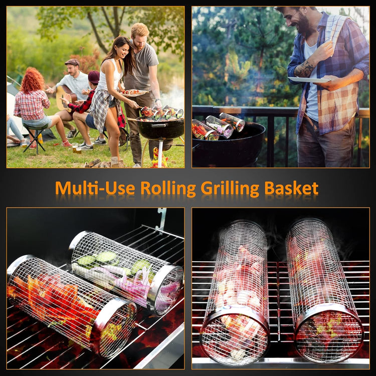 Stainless Steel Rolling Grill Basket BBQ