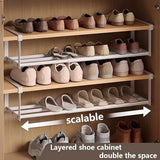 Close-up of iron shoe rack connector joints