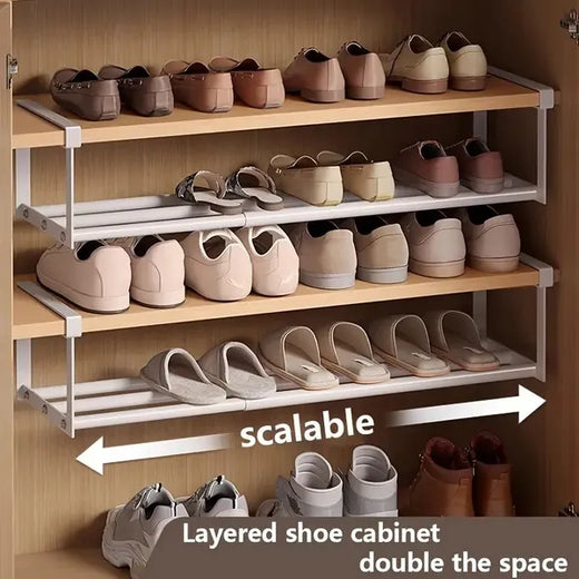 Close-up of iron shoe rack connector joints