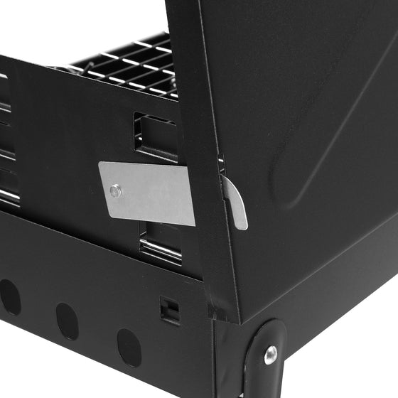 Black portable square charcoal grill with lid, photo 4 of 10