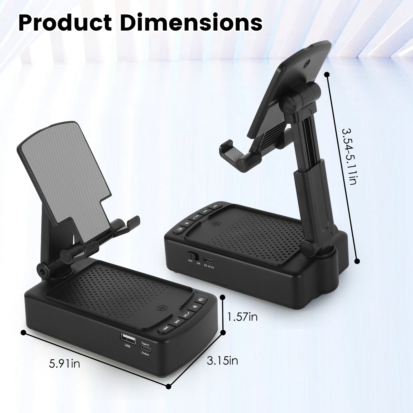Foldable Phone Stand with Wireless Speaker & Power Bank