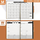 Hardcover leather planner, elastic closure band detail