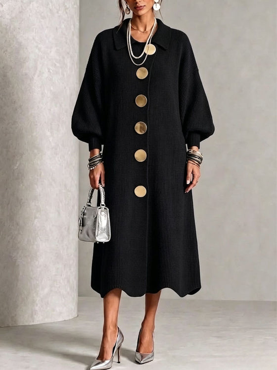 knitted dress with metal buttons