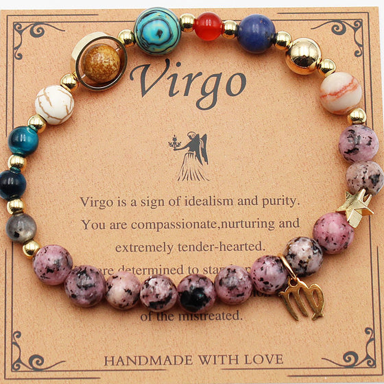 Virgo bracelet with pink beads, for reference