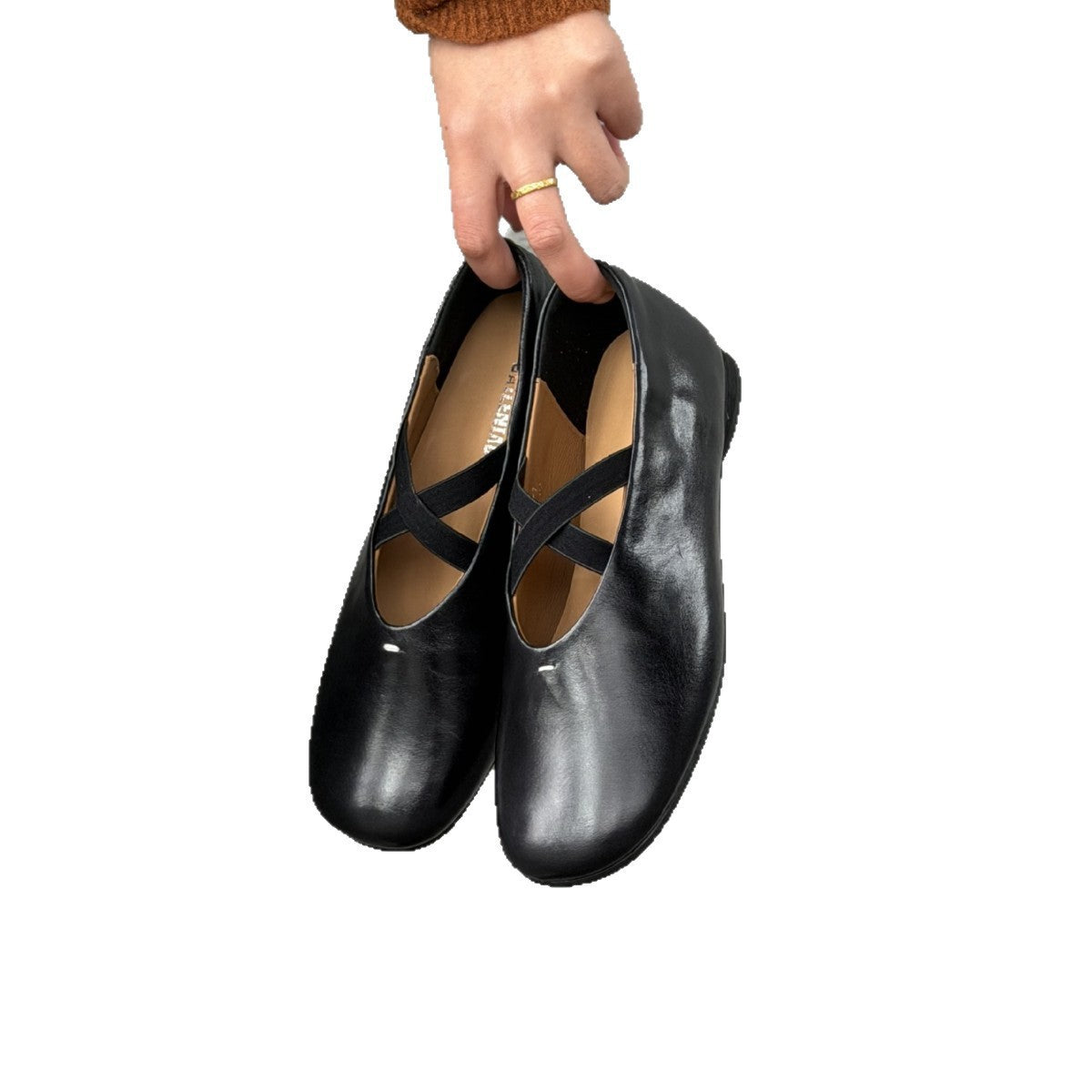 Vintage Cross-Strap Ballet Flat Shoes
